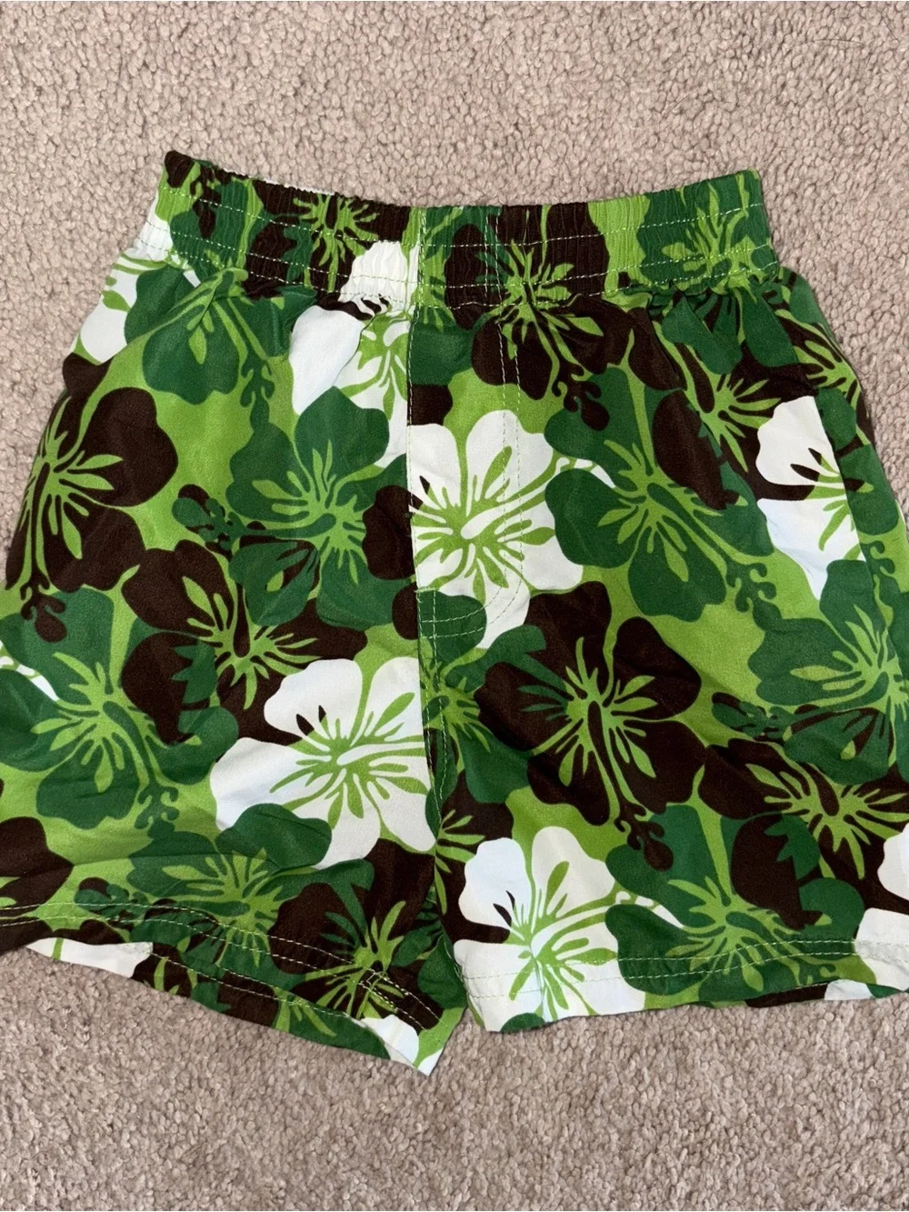 Green Floral Boys' Swim Trunks 3T